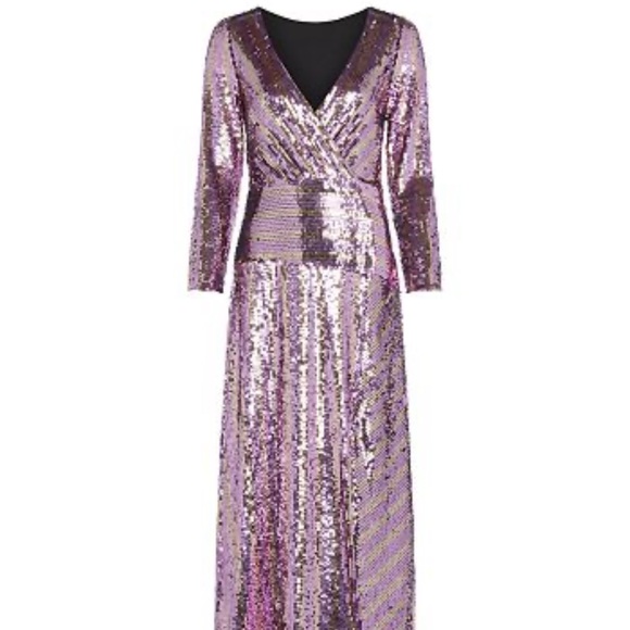 NWT French Connection Fiki midi wrap dress in all over pink sequin size 0 - Picture 3 of 10